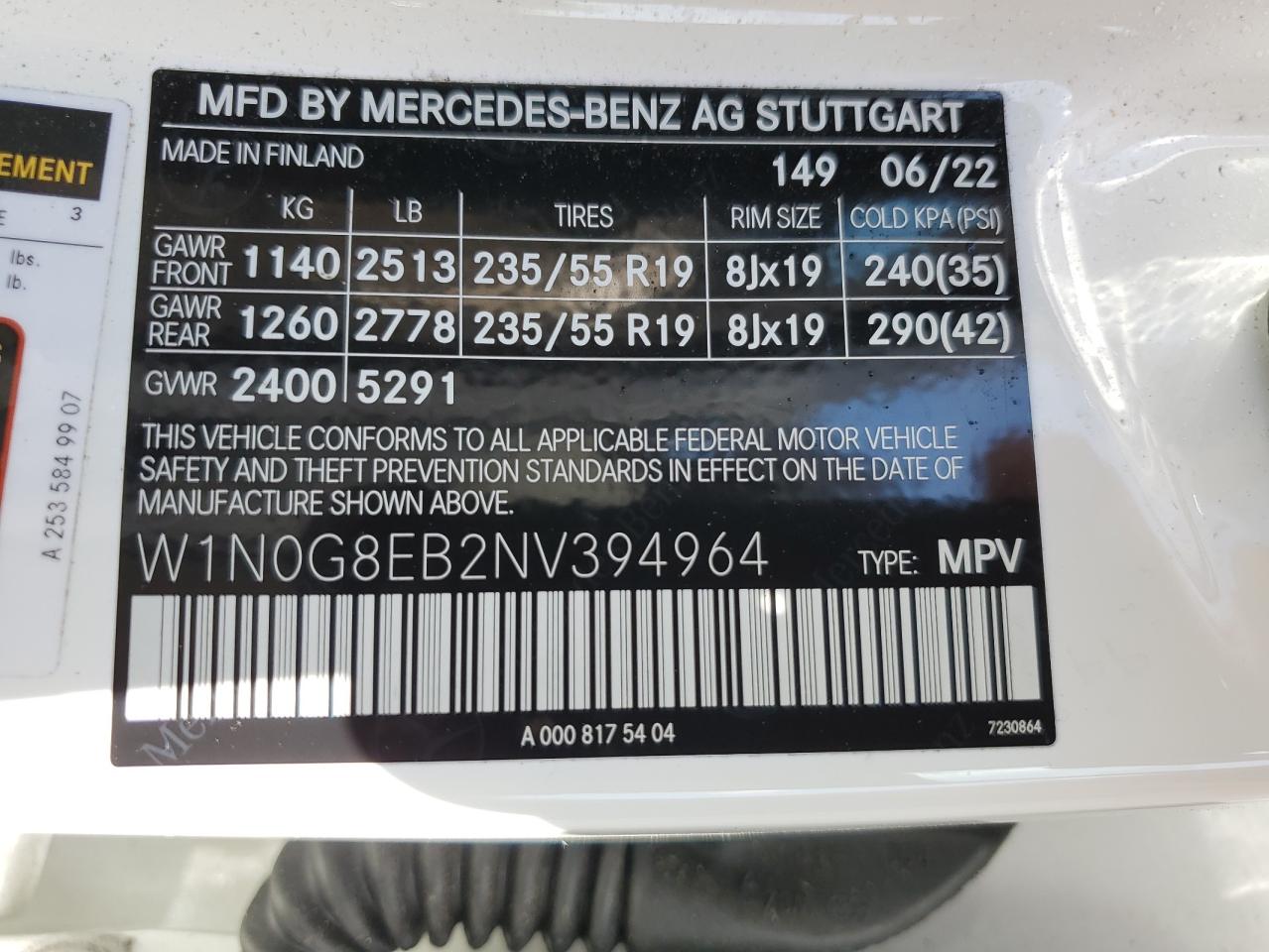 W1N0G8EB2NV394964 2022 Mercedes-Benz Glc 300 4Matic