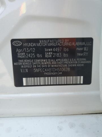 2013 Hyundai Sonata Se VIN: 5NPEC4AB1DH510628 Lot: 57118754