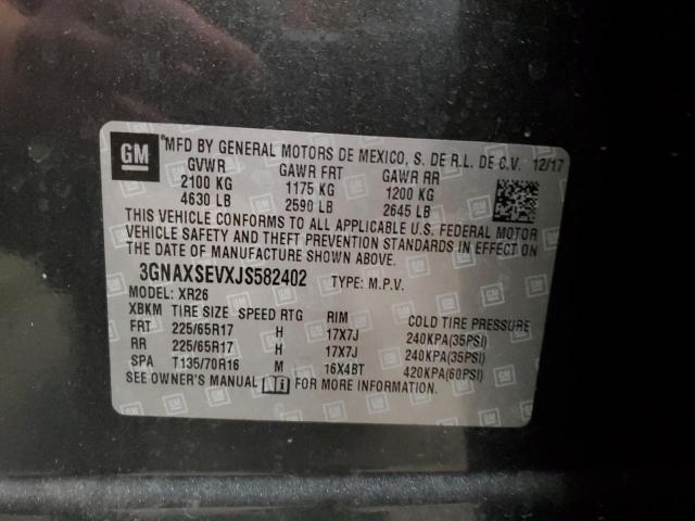 2018 Chevrolet Equinox Lt VIN: 3GNAXSEVXJS582402 Lot: 54212124