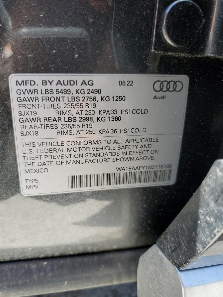 WA1EAAFY1N2116786 2022 Audi Q5 Premium Plus 45