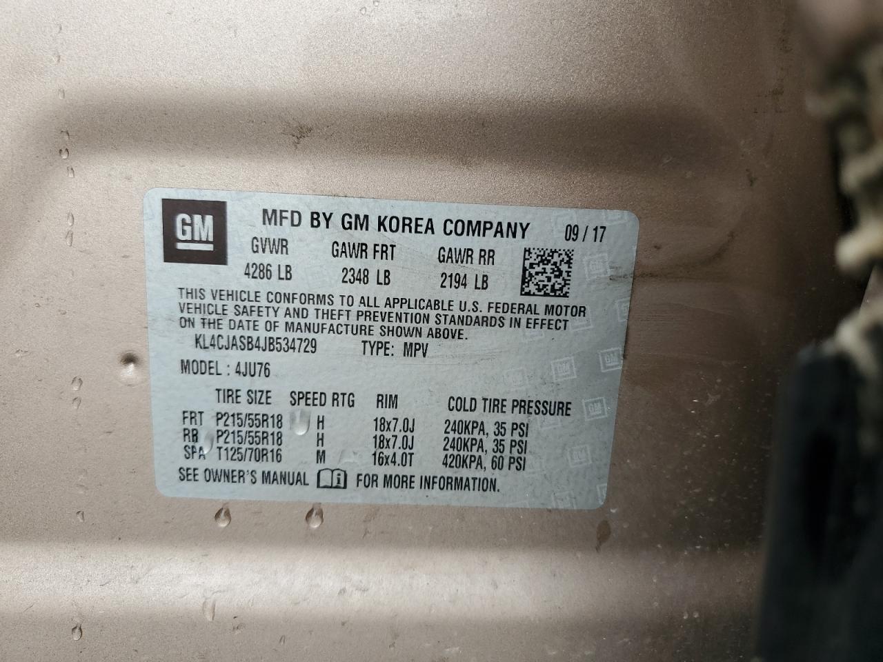 KL4CJASB4JB534729 2018 Buick Encore Preferred