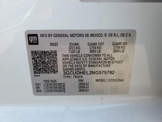 2022 Chevrolet Silverado K1500 Zr2 VIN: 3GCUDHEL2NG575792 Lot: 55147364