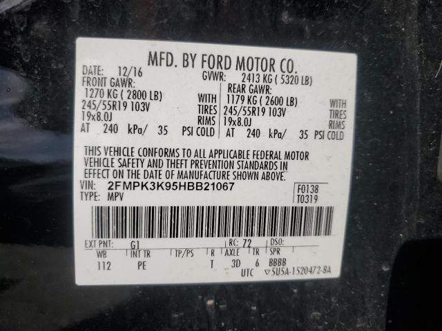 2017 Ford Edge Titanium VIN: 2FMPK3K95HBB21067 Lot: 54874064