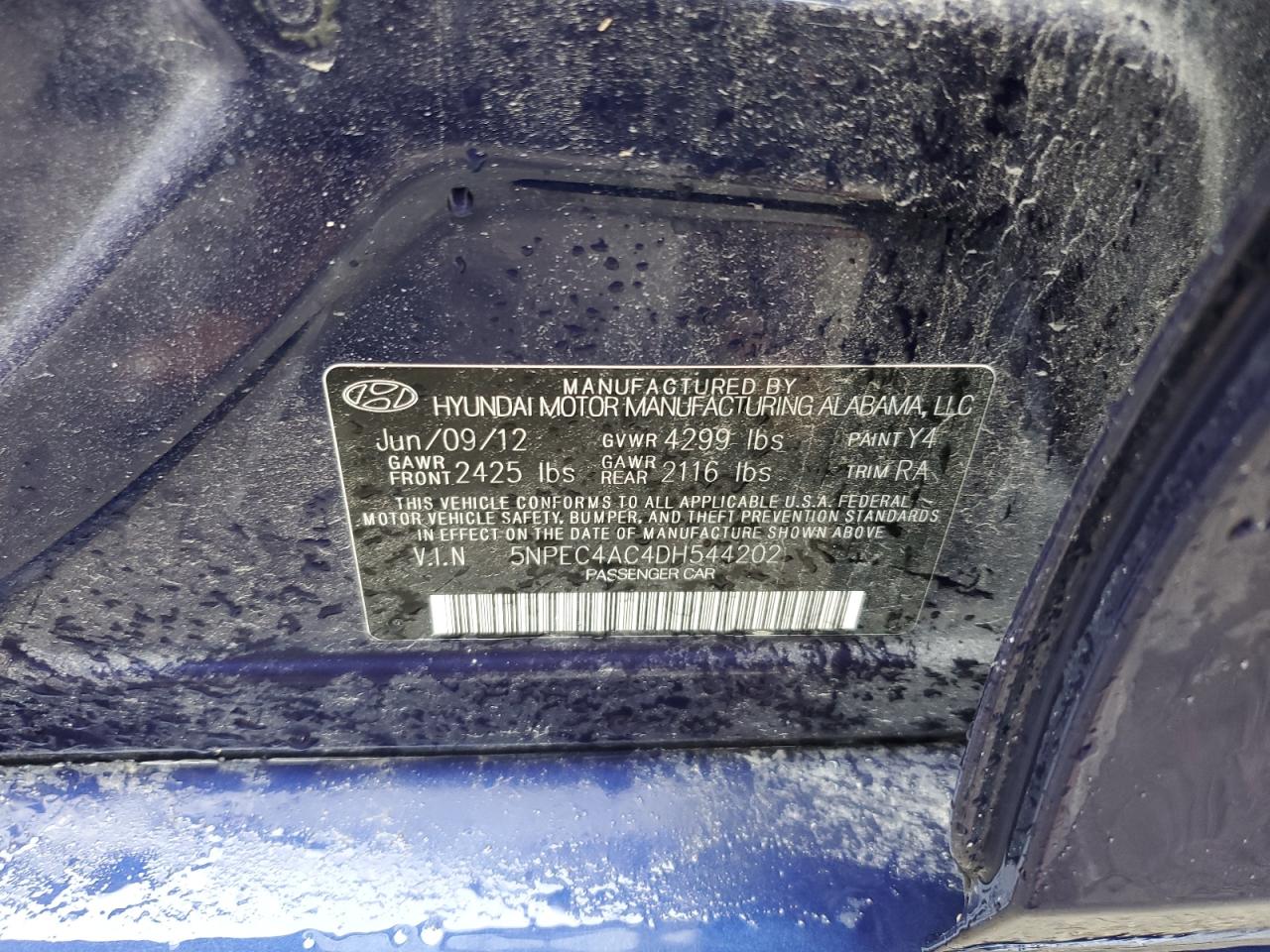 5NPEC4AC4DH544202 2013 Hyundai Sonata Se