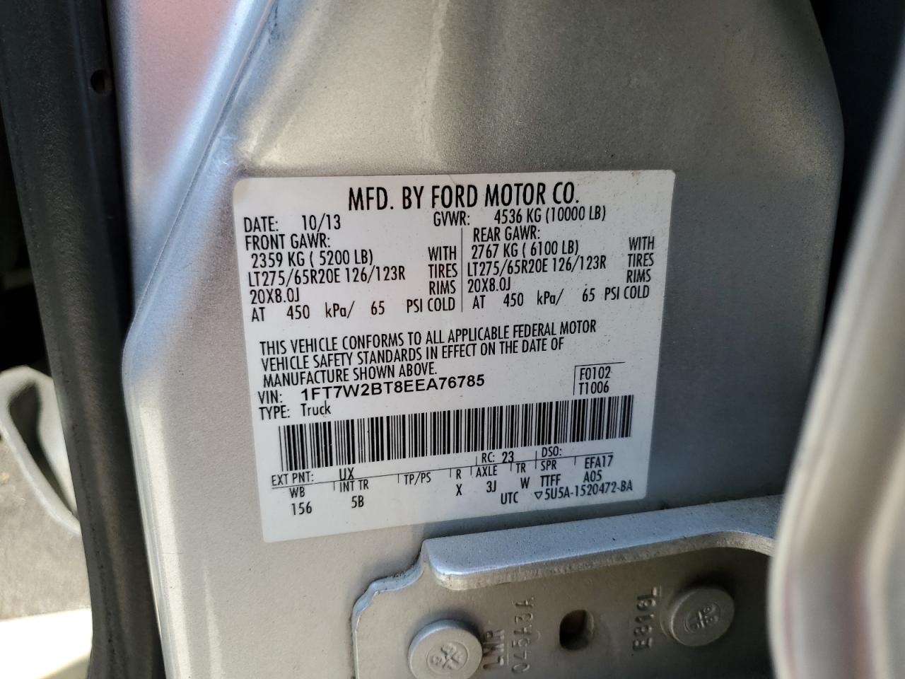 1FT7W2BT8EEA76785 2014 Ford F250 Super Duty