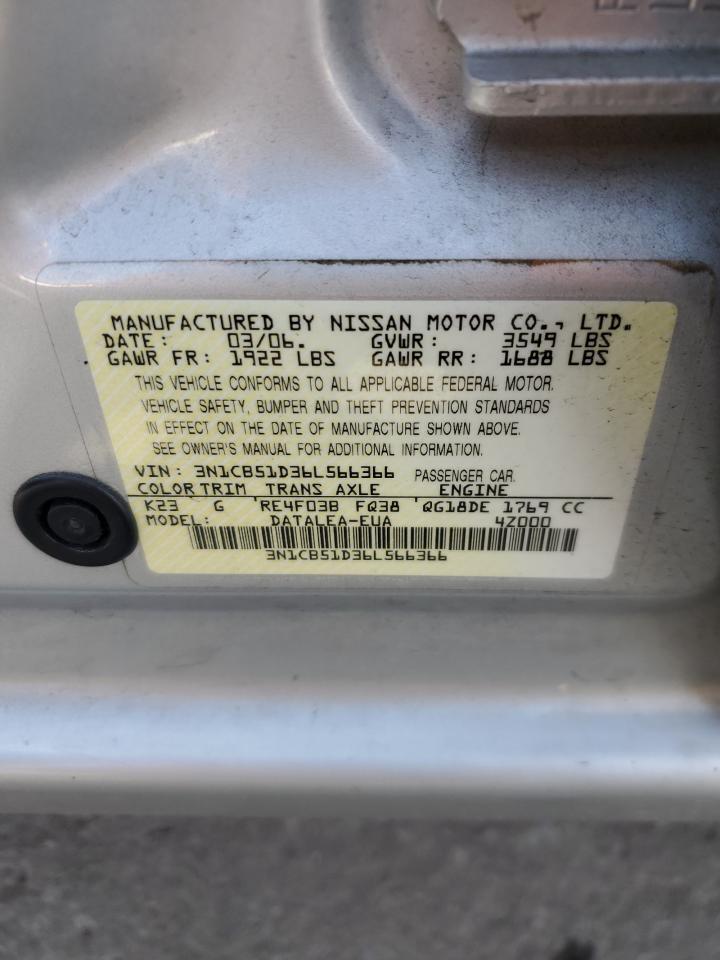 3N1CB51D36L566366 2006 Nissan Sentra 1.8