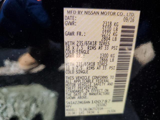 2017 Nissan Murano S VIN: 5N1AZ2MG6HN100787 Lot: 56954074