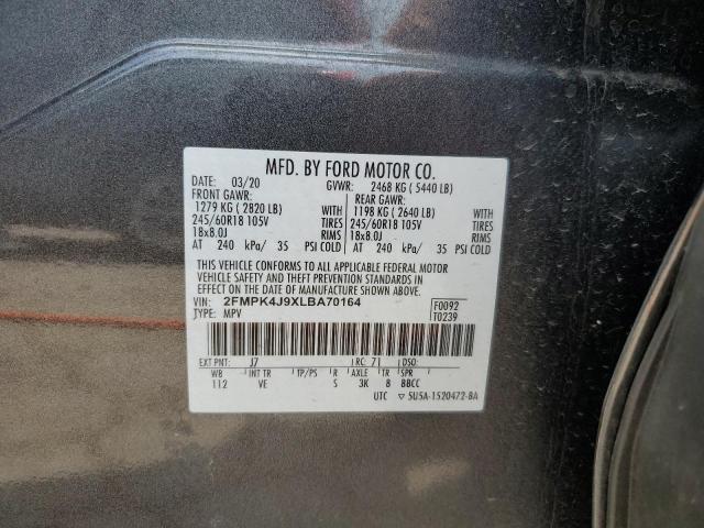 2020 Ford Edge Sel VIN: 2FMPK4J9XLBA70164 Lot: 53059574