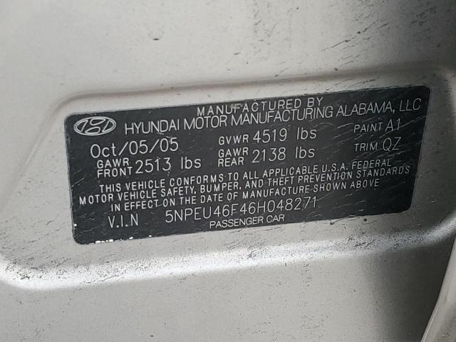 2006 Hyundai Sonata Gls VIN: 5NPEU46F46H048271 Lot: 55253514