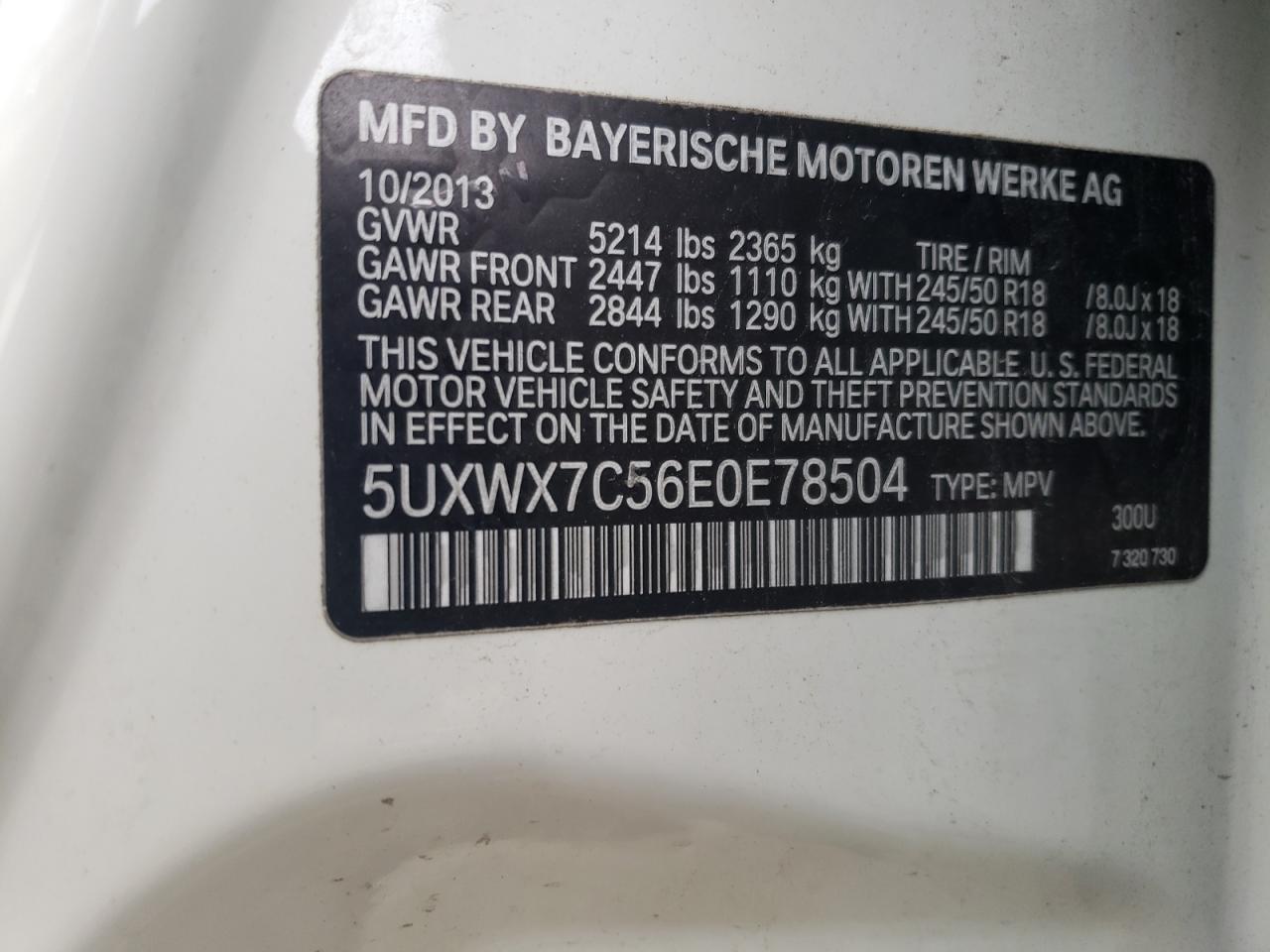 5UXWX7C56E0E78504 2014 BMW X3 xDrive35I