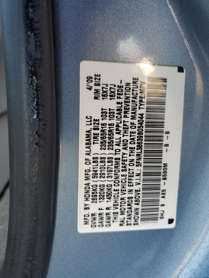 5FNRL38639B054044 2009 Honda Odyssey Exl