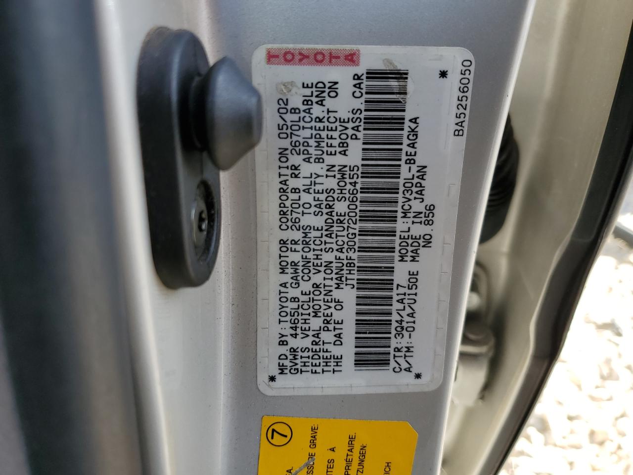 JTHBF30G720066455 2002 Lexus Es 300