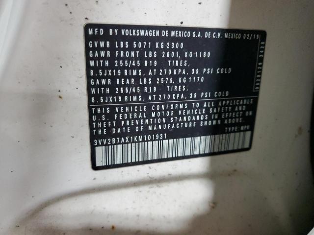 2019 Volkswagen Tiguan Se VIN: 3VV2B7AX1KM101931 Lot: 56112144