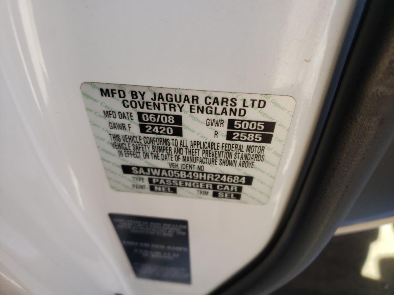 SAJWA05B49HR24684 2009 Jaguar Xf Luxury