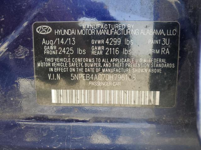 2013 Hyundai Sonata Gls VIN: 5NPEB4AC7DH796108 Lot: 54406944