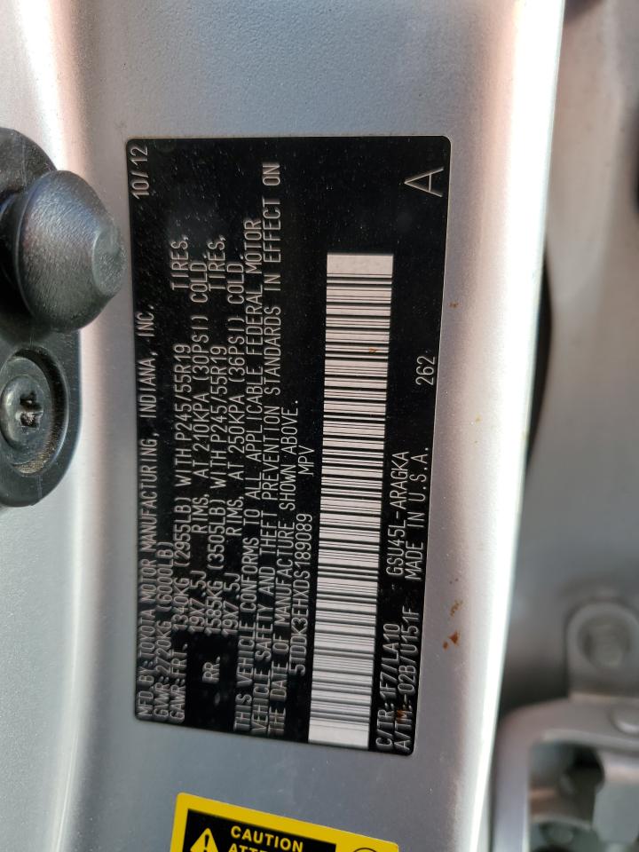 5TDDK3EHXDS189089 2013 Toyota Highlander Limited