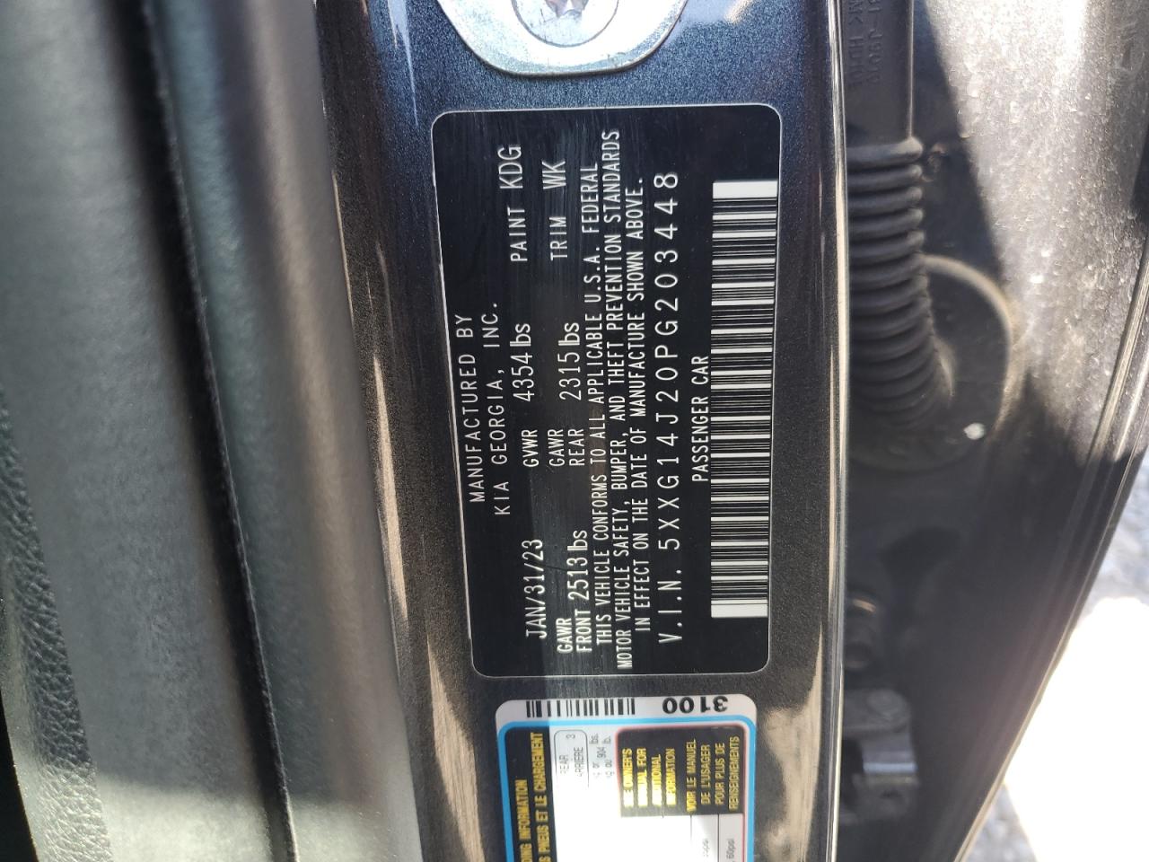 5XXG14J20PG203448 2023 Kia K5 Lxs