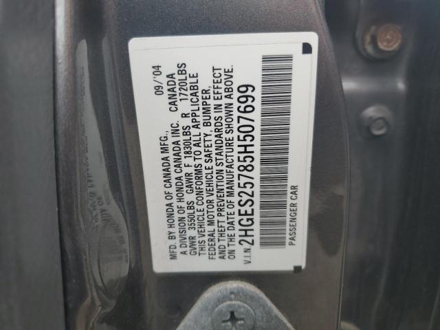 2HGES25785H507699 2005 Honda Civic Ex