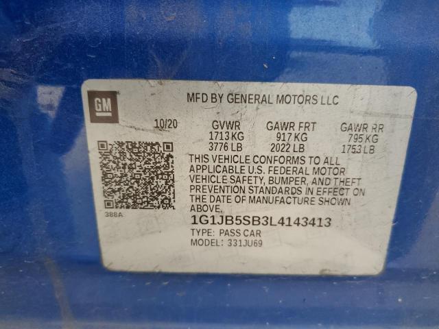 2020 Chevrolet Sonic Ls VIN: 1G1JB5SB3L4143413 Lot: 56142254