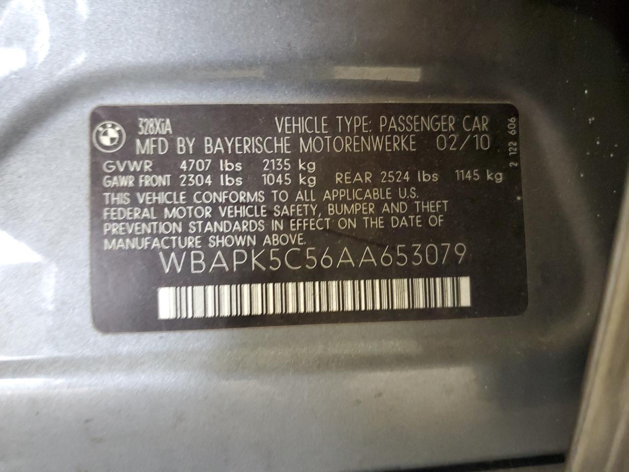 WBAPK5C56AA653079 2010 BMW 328 Xi Sulev