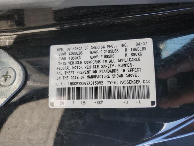 2007 Honda Accord Lx VIN: 1HGCM72367A015092 Lot: 54285774