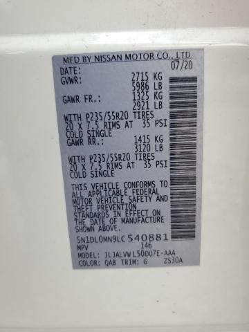 2020 Infiniti Qx60 Luxe VIN: 5N1DL0MN9LC540881 Lot: 57123344