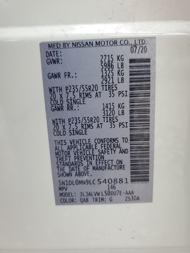 5N1DL0MN9LC540881 2020 Infiniti Qx60 Luxe