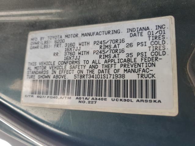 2001 Toyota Tundra Access Cab VIN: 5TBRT34101S171938 Lot: 57148664