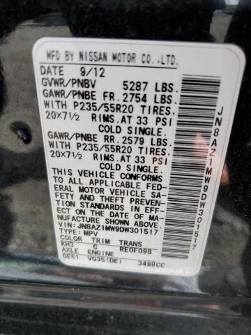 2013 Nissan Murano S VIN: JN8AZ1MW9DW301517 Lot: 53380704