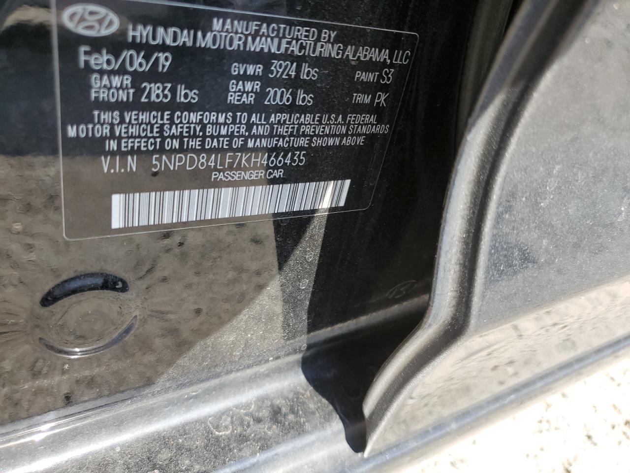 5NPD84LF7KH466435 2019 Hyundai Elantra Sel