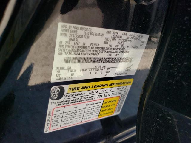 2019 Ford Expedition Max Limited VIN: 1FMJK2AT8KEA59043 Lot: 55102194