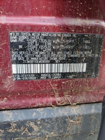 2020 Toyota Rav4 Xle VIN: 2T3W1RFV3LW090999 Lot: 53917714