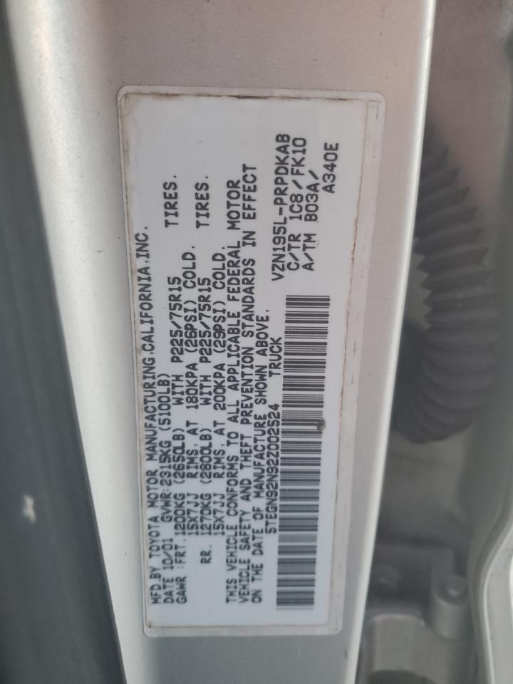 5TEGN92N92Z002524 2002 Toyota Tacoma Double Cab Prerunner