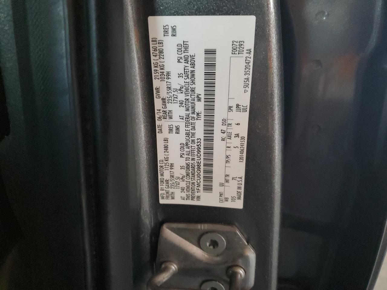 1FMCU0G98EUD99533 2014 Ford Escape Se