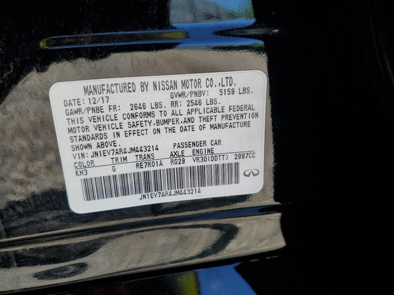 JN1EV7AR4JM443214 2018 Infiniti Q50 Luxe