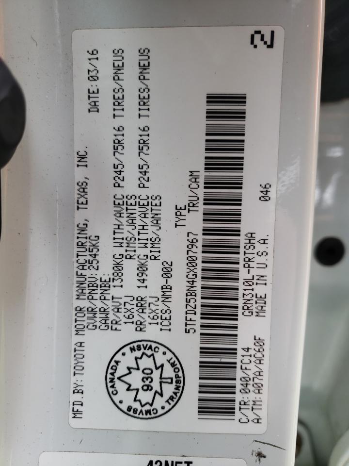 5TFDZ5BN4GX007967 2016 Toyota Tacoma Double Cab