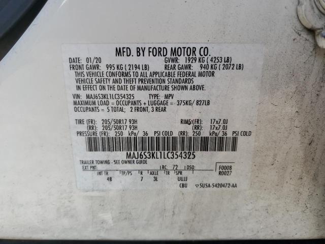 2020 Ford Ecosport Titanium VIN: MAJ6S3KL1LC354325 Lot: 55813174