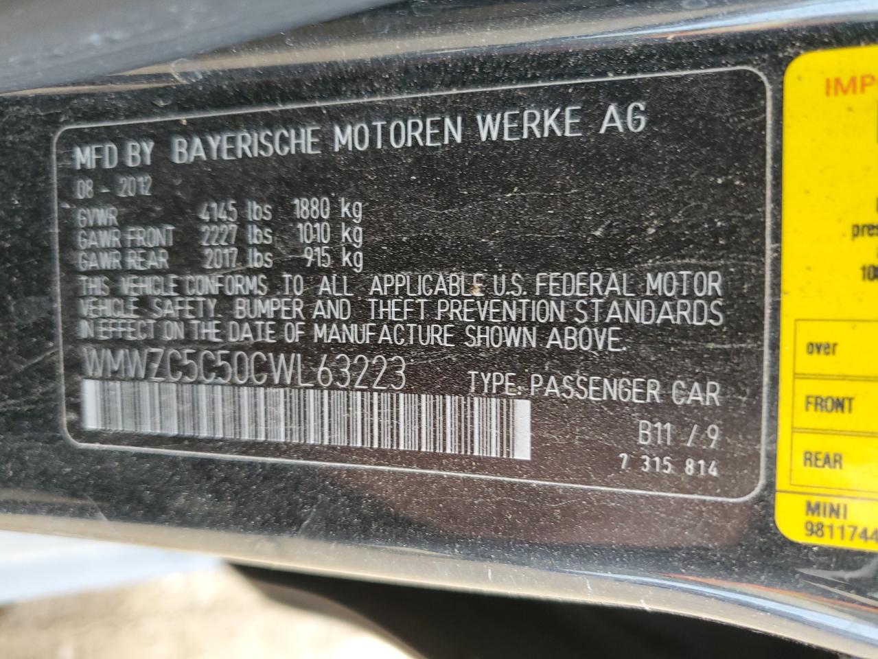 WMWZC5C50CWL63223 2012 Mini Cooper S Countryman