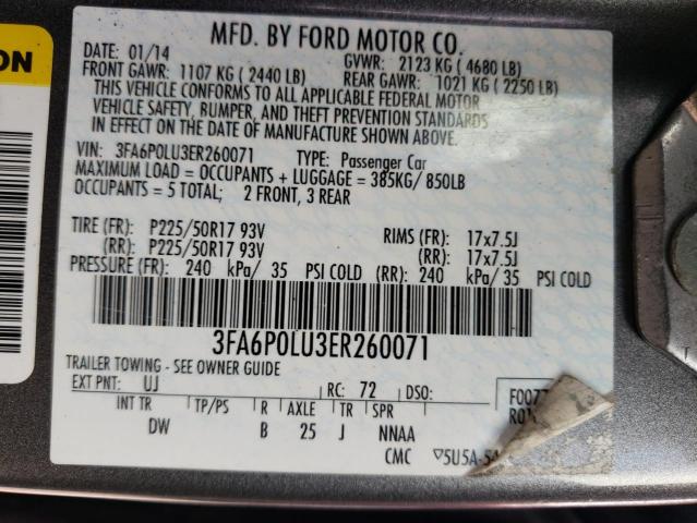 VIN 3FA6P0LU3ER260071 2014 Ford Fusion, Se Hybrid no.12