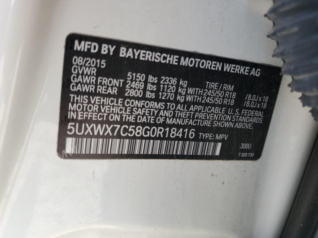 5UXWX7C58G0R18416 2016 BMW X3 xDrive35I