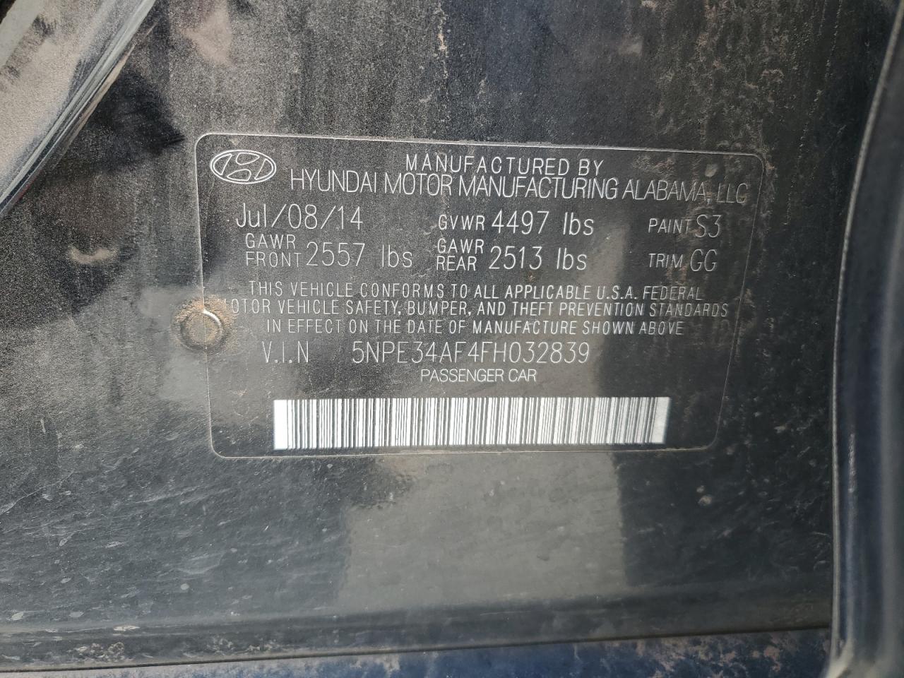 5NPE34AF4FH032839 2015 Hyundai Sonata Sport