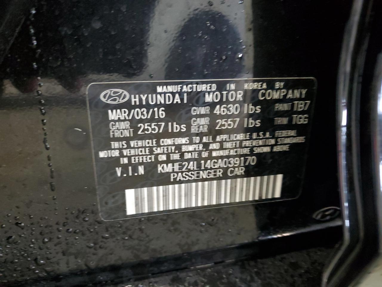 KMHE24L14GA039170 2016 Hyundai Sonata Hybrid