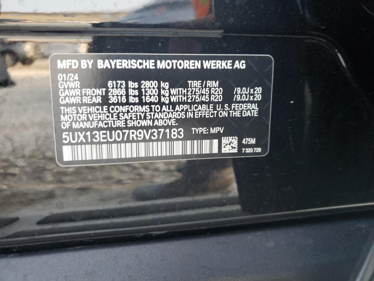 5UX13EU07R9V37183 2024 BMW X5 Sdrive 40I