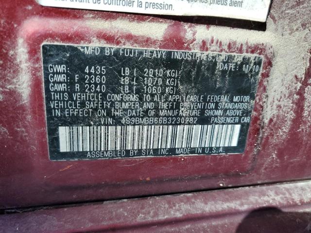 2011 Subaru Legacy 2.5I Premium VIN: 4S3BMBB66B3230282 Lot: 56533154