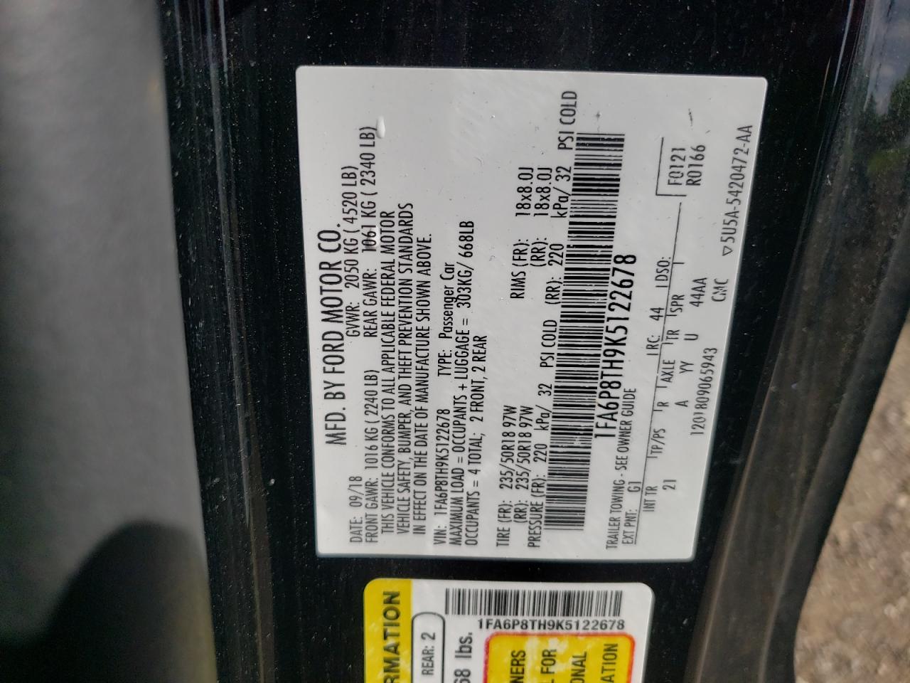 1FA6P8TH9K5122678 2019 Ford Mustang