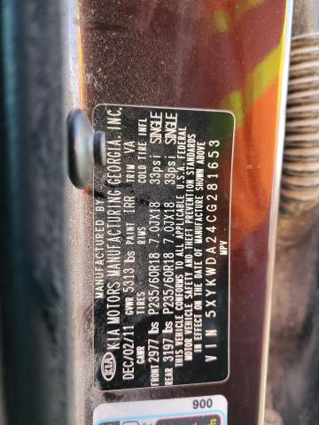 2012 Kia Sorento Sx VIN: 5XYKWDA24CG281653 Lot: 51563534