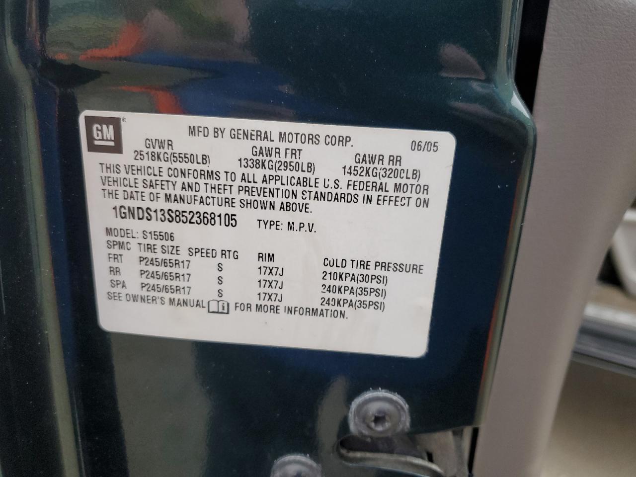 1GNDS13S852368105 2005 Chevrolet Trailblazer Ls