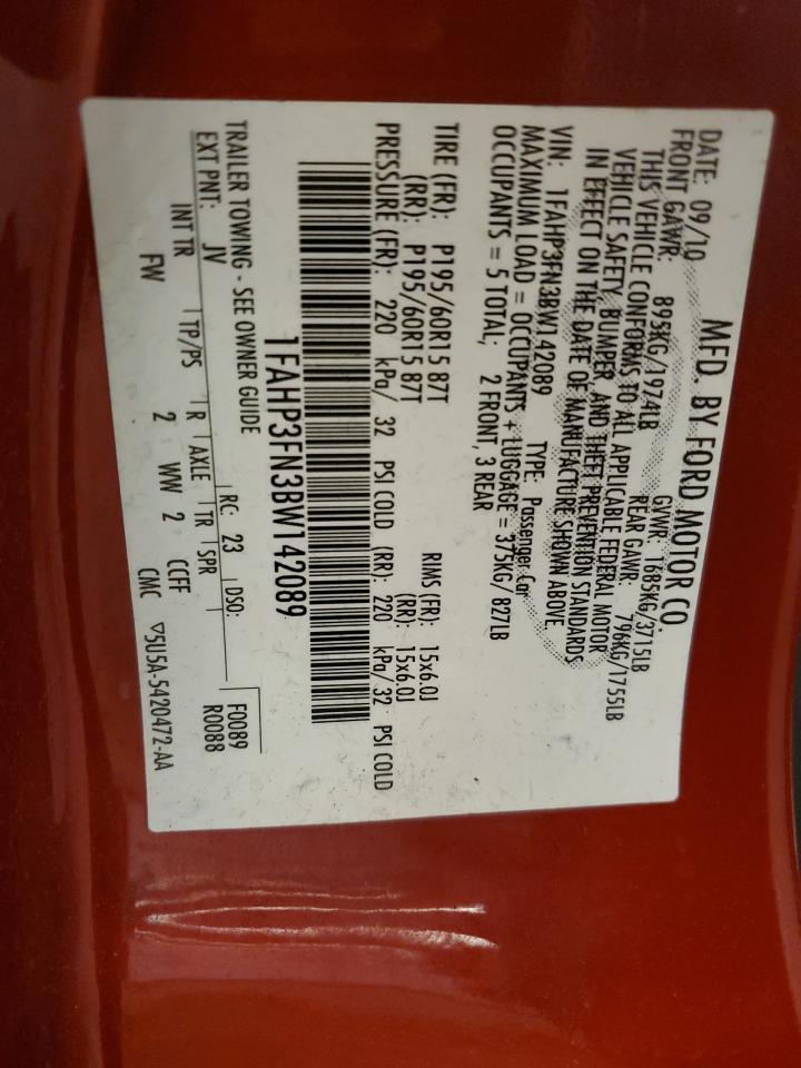 1FAHP3FN3BW142089 2011 Ford Focus Se