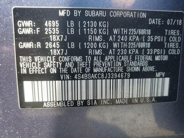 2018 Subaru Outback 2.5I Limited VIN: 4S4BSAKC8J3394679 Lot: 55568434