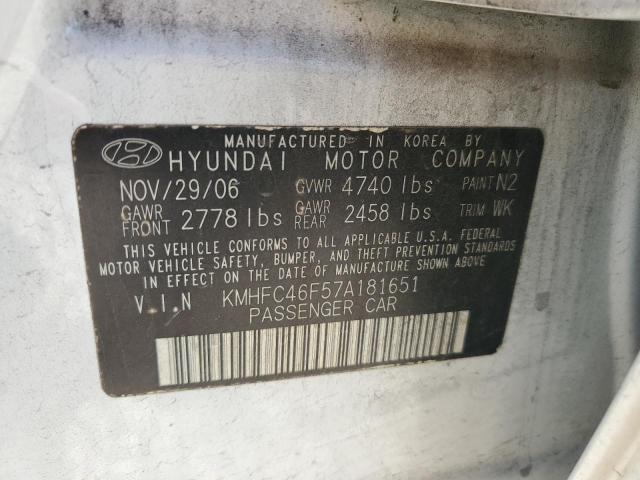 2007 Hyundai Azera Se VIN: KMHFC46F57A181651 Lot: 52657194